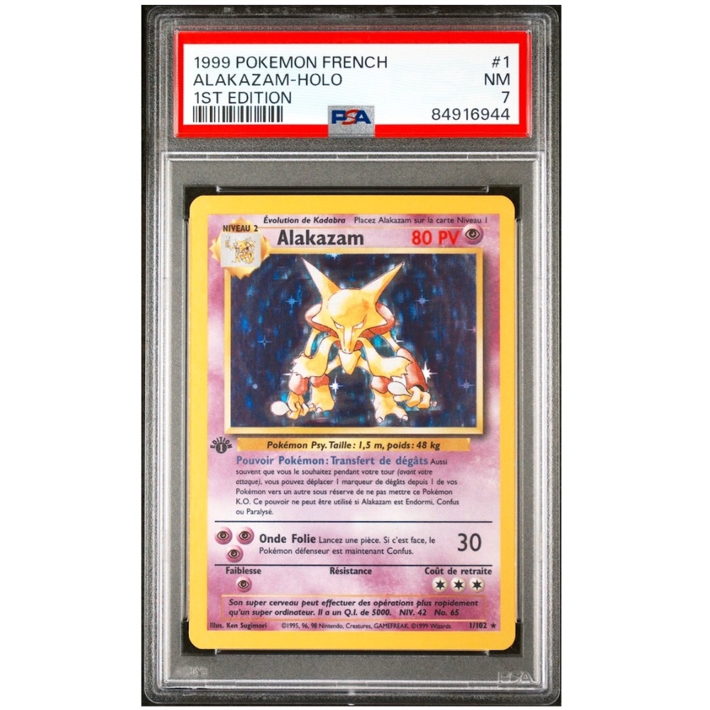 PSA 7 Alakazam Holo Rare NM 3 French Base 1st Edition 1999 Pokemon 84916944